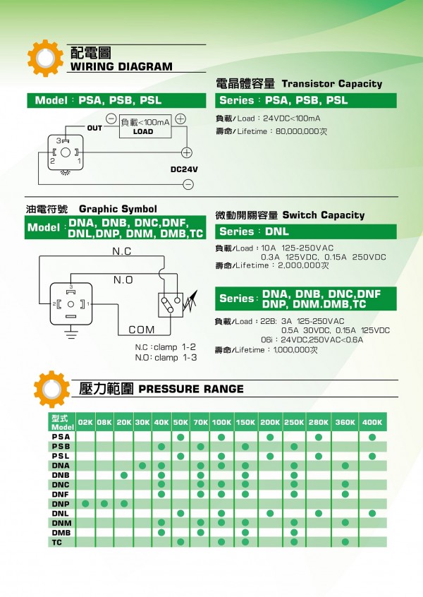 臺(tái)灣TWOWAY壓力開關(guān)DNA系列